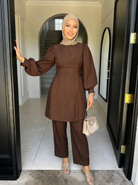 Fashionable Solid-Color Top And Pants Two-Piece Set For Women
