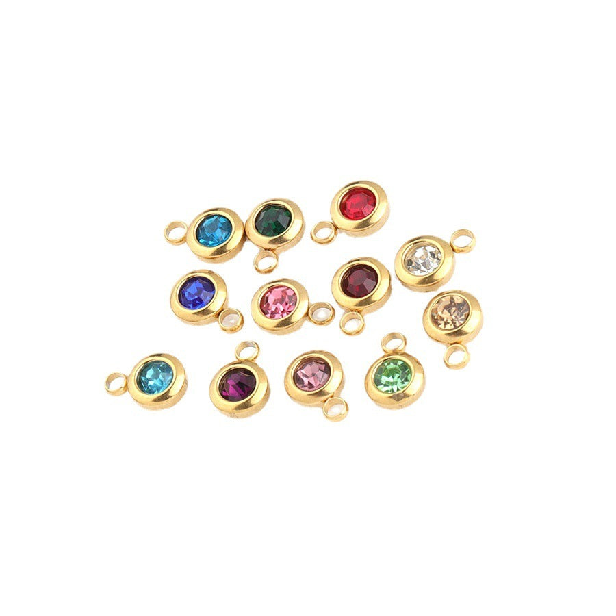 65mm Gold Titanium Steel 12 Birthstone Pendant Ornaments Accessories