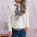 Casual Cute Lace Collar Stitching Single-breasted Sweater Commuter Sweater