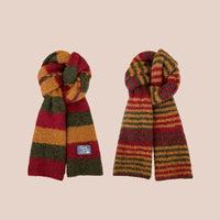 Versatile Soft Yarn Dopamine Contrasting Striped Double-sided Scarf For Women