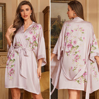 Luxury Three-quarter-sleeve Cooling Nightgown Loungewear For Women