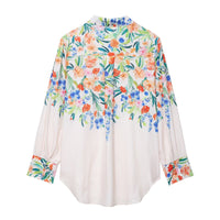 Cotton And Linen Floral Print Women's Shirts And Pants For Vacation