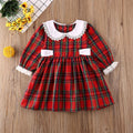 Round Neck Lace Long Sleeve Western Style Plaid Dress