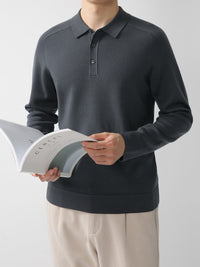Casual Polo Shirt Knit Sweater Hoodie Solid Color Fashionable Lambswool Sweater