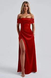 Off-shoulder Side-slit Maxi Dress Fashion Gown