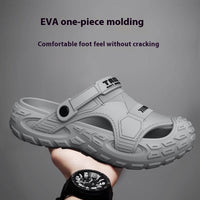 Men's Outdoor Two-way Hole Shoes New Feeling Of Shit Breathable Non-slip Leisure Pump Beach Slippers
