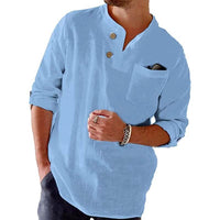 Cotton And Linen Loose Casual Solid Color Men's Top