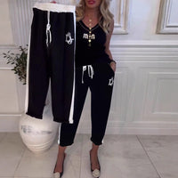 Women's Fashion Contrasting-Color Pocket Loose Casual Straight-Leg Pants