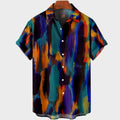 Digital Printing Feather Short Sleeve Lapel Loose Shirt