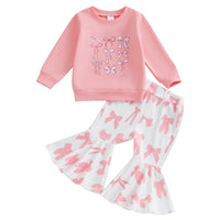 Printed Sweater Full Printed Bell-bottom Pants