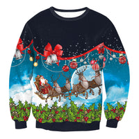 Santa Claus Elk Long Sleeved Round Neck Loose Top