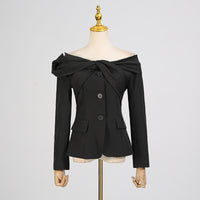 French-style Off-shoulder Blazer Womens Short Style