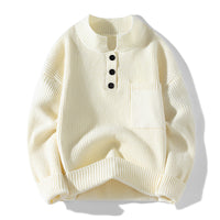 Women's Solid Color Versatile Half Turtleneck Button Sweater