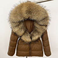 Short Women's Thickened Slim Fit Waist-tight Fur Down Jacket