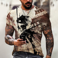 Men's Summer Trendy Ninja Printed Top Casual Short Sleeve