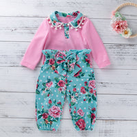 Two-piece long sleeve romper print trousers