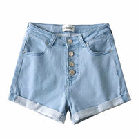 High Waist Denim Shorts High Stretch Front Row
