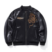 Mens Loose Fit Polyester Embroidered Chinese Style Jacket
