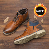 Polished and velvet warm cross men's Martin boots