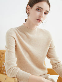 Half High Collar Pure Wool Women's Long Sleeved Knitted Base Sweater