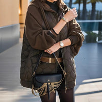 Plus Size Hooded Stitching Down Cotton-padded Jacket Thick Coat