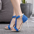 Lace Beaded Stiletto Fish Mouth  Toe Sandals Roman