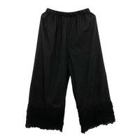 Elastic-Waist Solid Color Cotton-Linen Cropped Pants