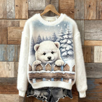 AutumnWinter Patterned Fleece Sweatshirt With Printed Design