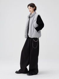 Asymmetrical Deconstructed Soft And Airy Stand-collar Sleeveless Vest