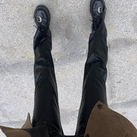 Homemade New Black Motorcycle Leather Pants With Split Legs