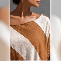 Women's Cotton-Linen Striped Colorblock Dress