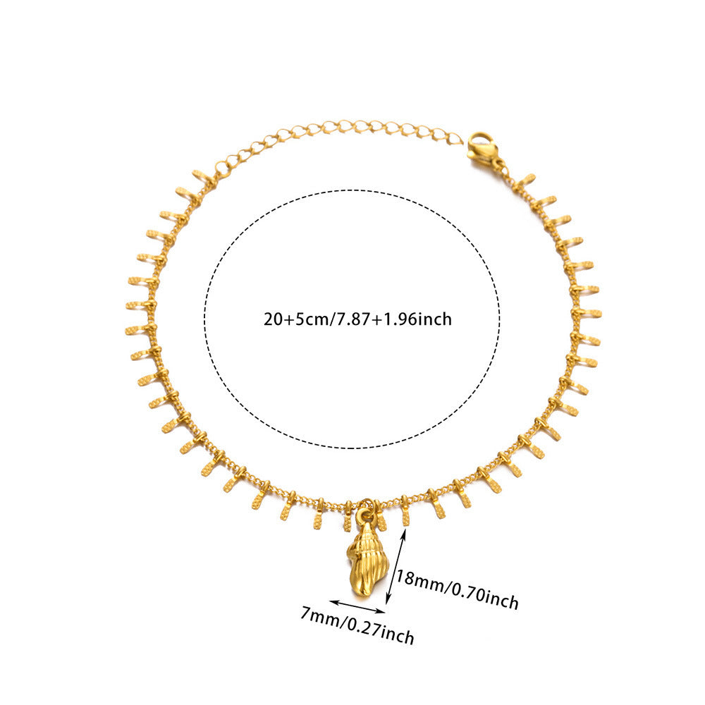 Tassel Anklet Gold Stainless Steel Waterproof Adjustable