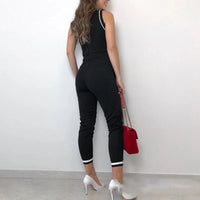 Round Neck Sleeveless Vest Contrast Color Jumpsuit
