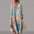 Printed Long-sleeve Shirt Dress For Women