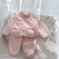 Fleece Lined Padded Warm Keeping Home Wear Two-piece Set