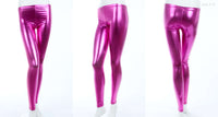 Foreign Trade Spring Fashion Metal Texture Bright Leather Leggings Was Thin Nightclub Punk Wind Nine Pants Women