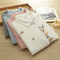 Retro Chinese-style Embroidered Cotton Shirt