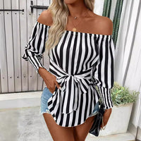 New Women's Fashion Shoulder-baring Lantern Sleeve Shirt