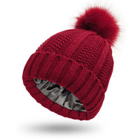 Woolen Cap Knitted Protection Hairstyle Silky Stretch Satin Knitted Hat