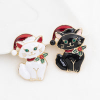 Cute Cat Christmas Hat Corsage Fashion Brooch