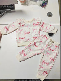 Baby's Cute Butterfly Print Sweater Trousers Suit