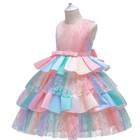 Colorful Gradient Lace Princess Dress