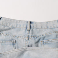 Patchwork Ruffled High Waist A- Line Denim Skirt Women