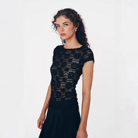 Fashionable Sexy Slim-fit Hollow-out Lace Top For Women