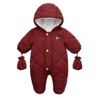 Fleece And Thickening Children's Hooded And Gloved Jumpsuit