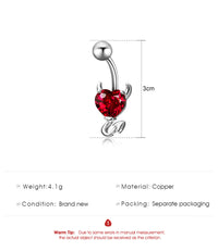 Fashion Zircon Love Belly Button Ring Simple