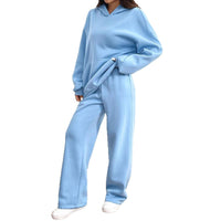Womens Casual Warm Hooded Top And Pants Set