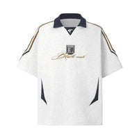Lapel Sweatshirt Locomotive Style V-neck Patchwork Short-sleeved T-shirt For Men And Women