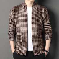 Knitted Cardigan Jacket Semi-scoop Neck Sweater