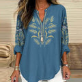 Womens Fashionable Loose Round-Neck Shirt With 3D Digital Floral Print